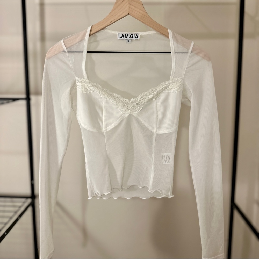 I.AM.GIA Gianna Long Sleeve Sheer Lace Top